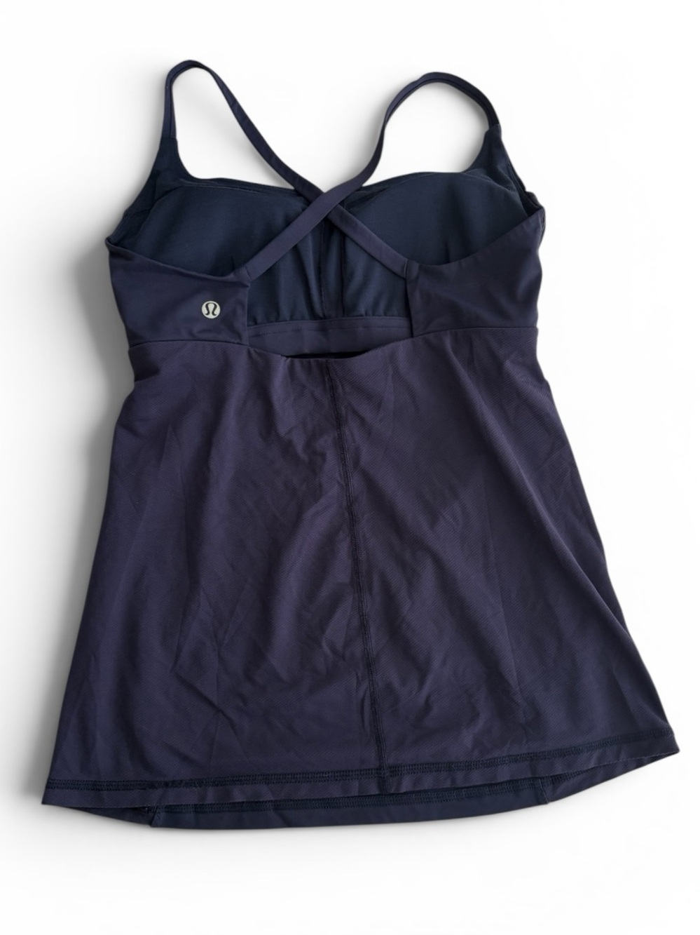 Lululemon Energy Tank Top with Built-in Bra and Criss-Cross Back Navy Size Small - Picture 2 of 4